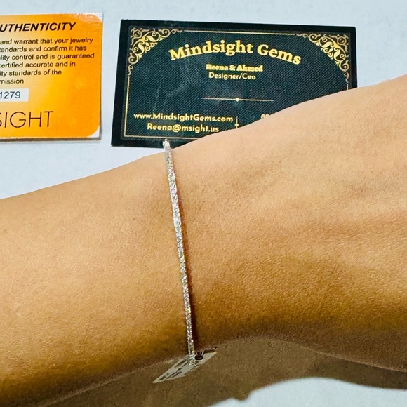 Real Diamond Bracelet bangle, Elegant gift for her, 1/3cttw Natural diamonds, - Picture 5 of 9